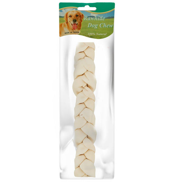 Rawhide Dog Chew Braided m. FY-88578W 20 cm